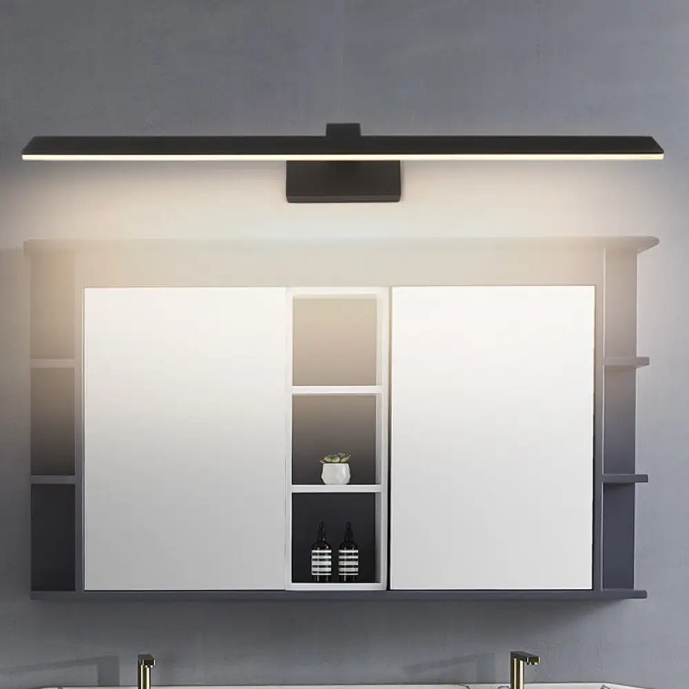 Minimalistic Led Mirror Light: Bar Shaped Acrylic Vanity Wall Fixture Black / 16.5 White