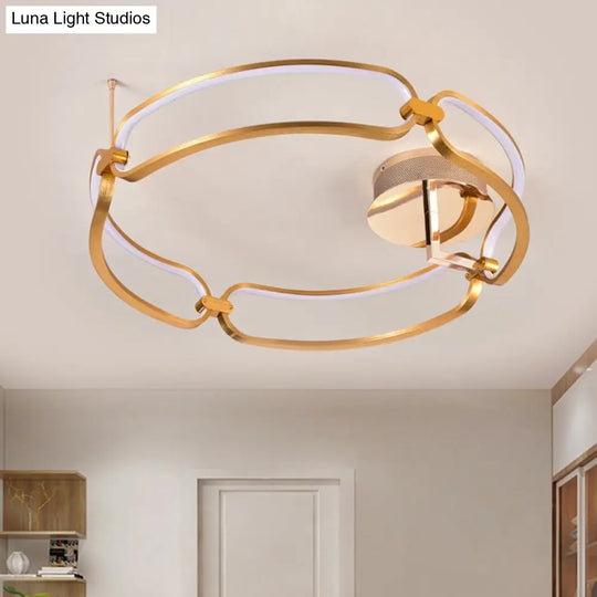 Minimalistic Led Semi Flush Gold Bracelet Ceiling Light In Warm/White/Natural Glow