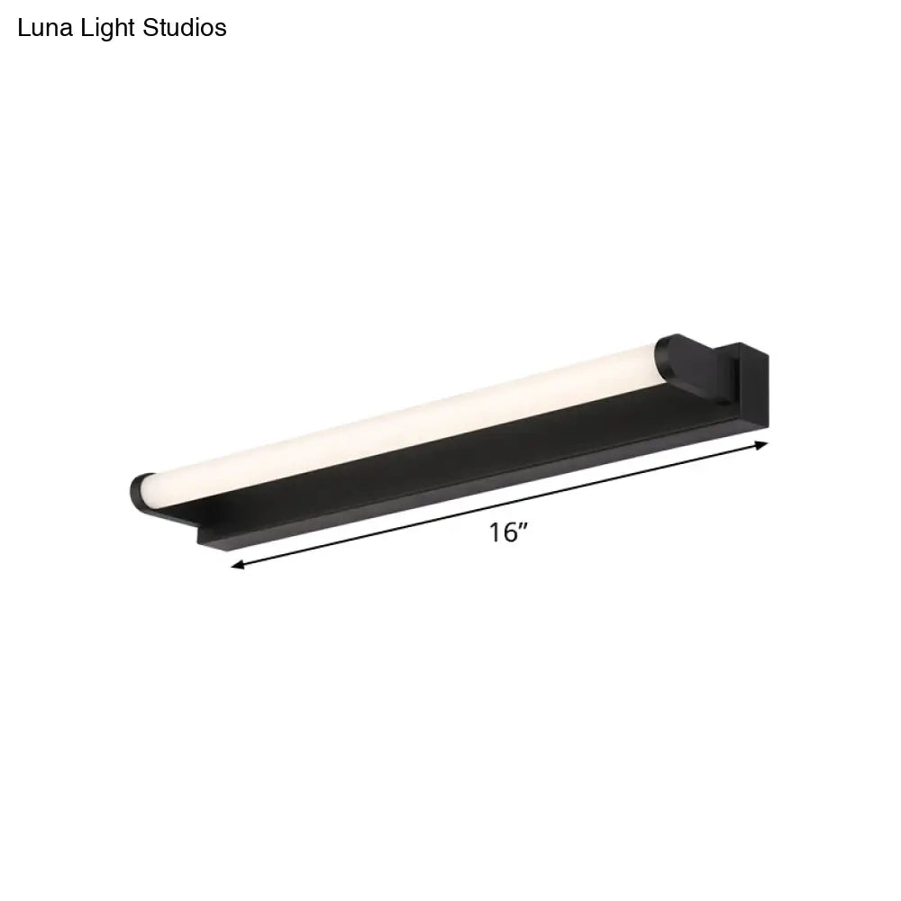 Minimalistic Led Vanity Sconce Bathroom Wall Light - Black Tubular Acrylic Shade (16/20/24 L)