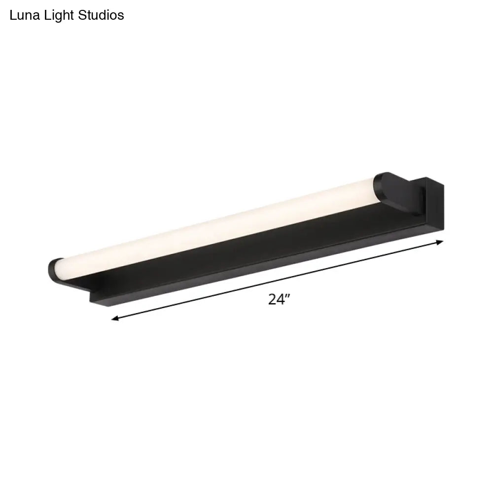 Minimalistic Led Vanity Sconce Bathroom Wall Light - Black Tubular Acrylic Shade (16/20/24 L)