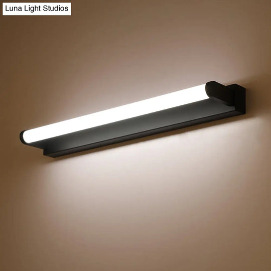 Minimalistic Led Vanity Sconce Bathroom Wall Light - Black Tubular Acrylic Shade (16/20/24 L)