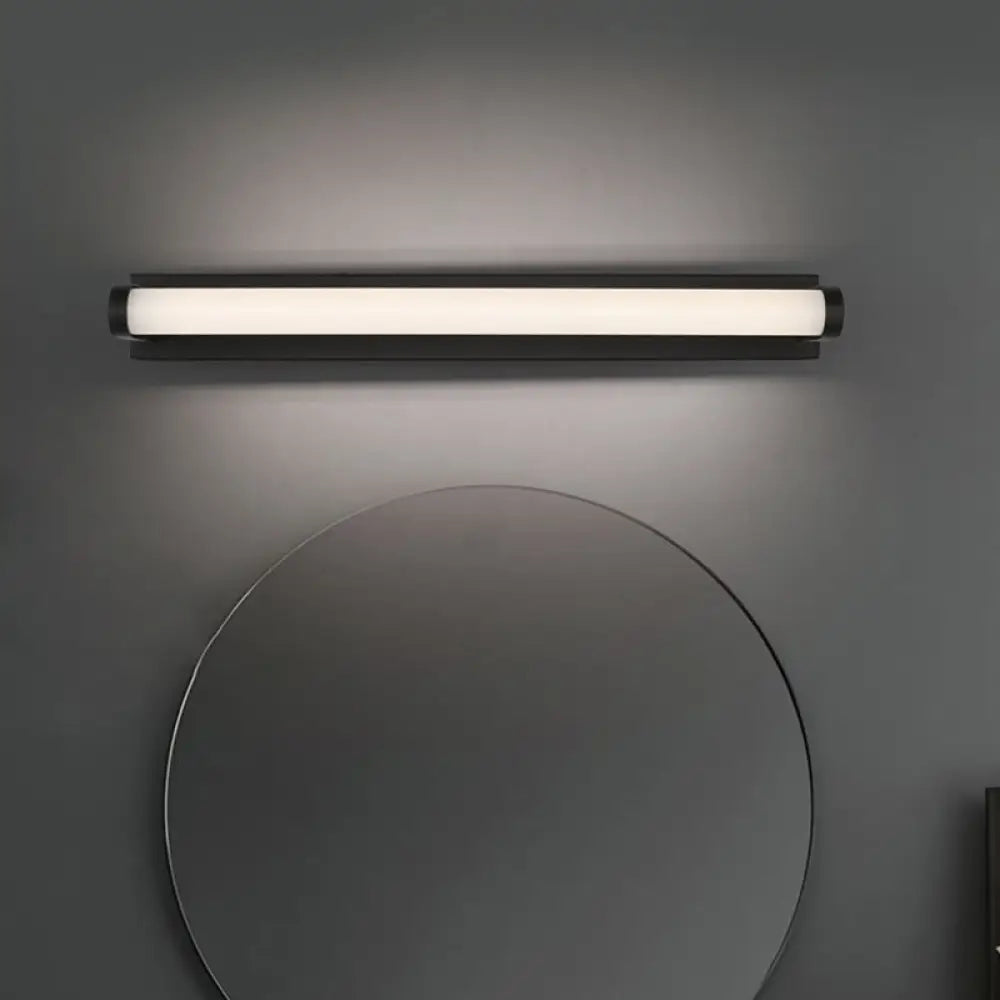 Minimalistic Led Vanity Sconce Bathroom Wall Light - Black Tubular Acrylic Shade (16/20/24 L) / 16