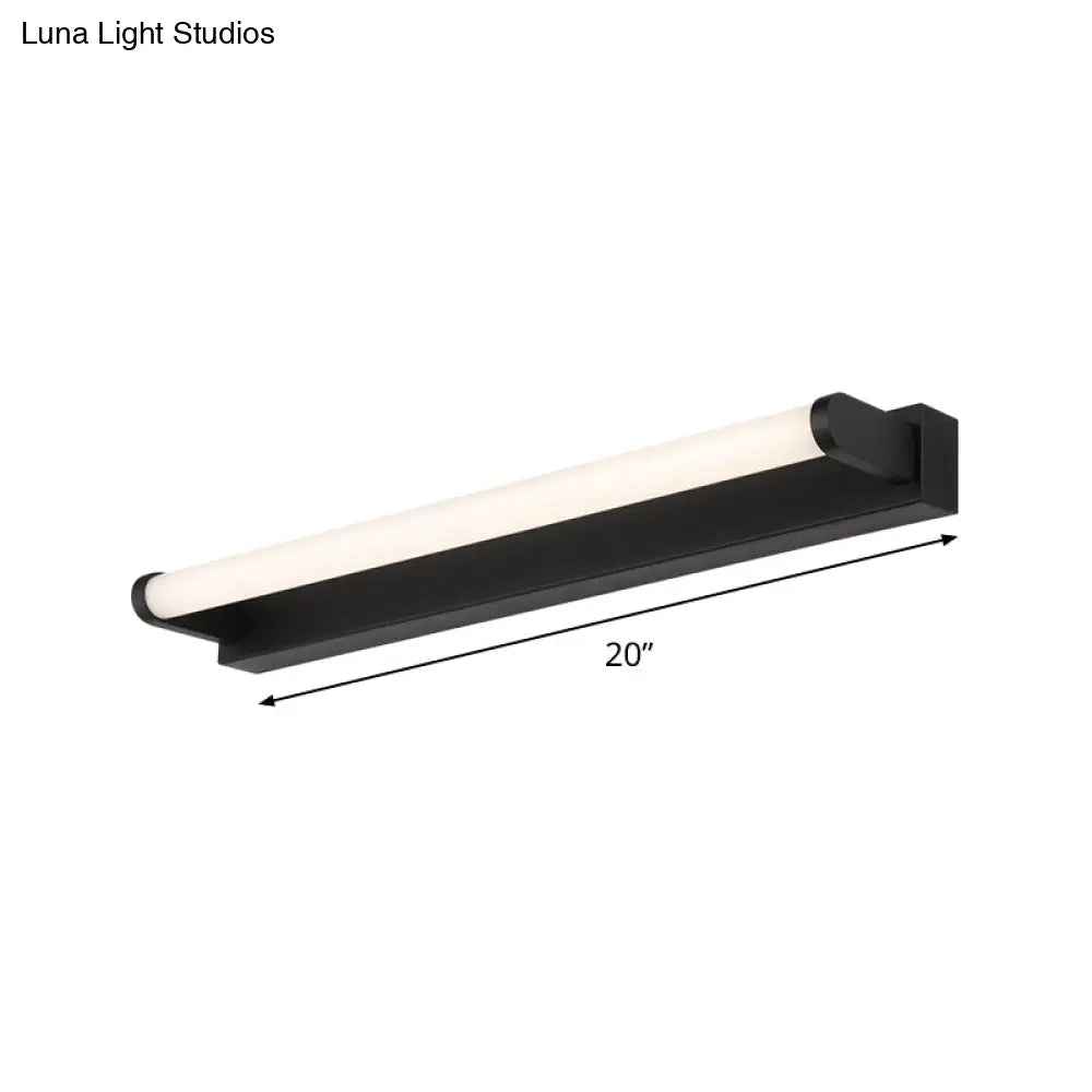 Minimalistic Led Vanity Sconce Bathroom Wall Light - Black Tubular Acrylic Shade (16/20/24 L)