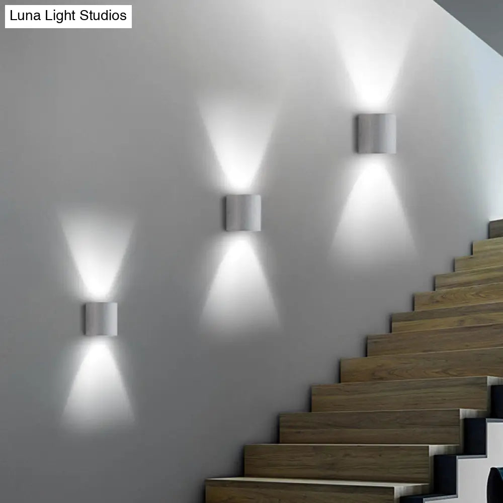 Minimalistic Led Wall Light: Half Cylinder Living Room Sconce With Cement Fixture