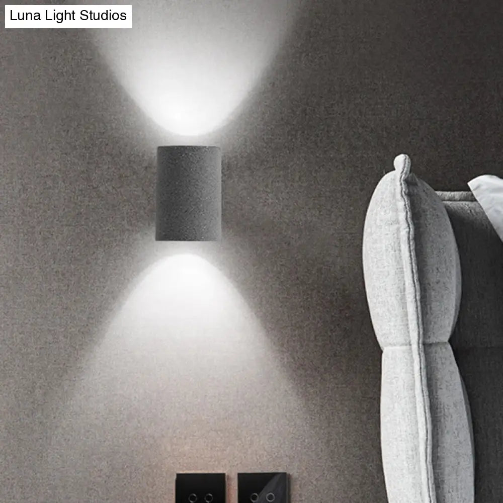 Minimalistic Led Wall Light: Half Cylinder Living Room Sconce With Cement Fixture