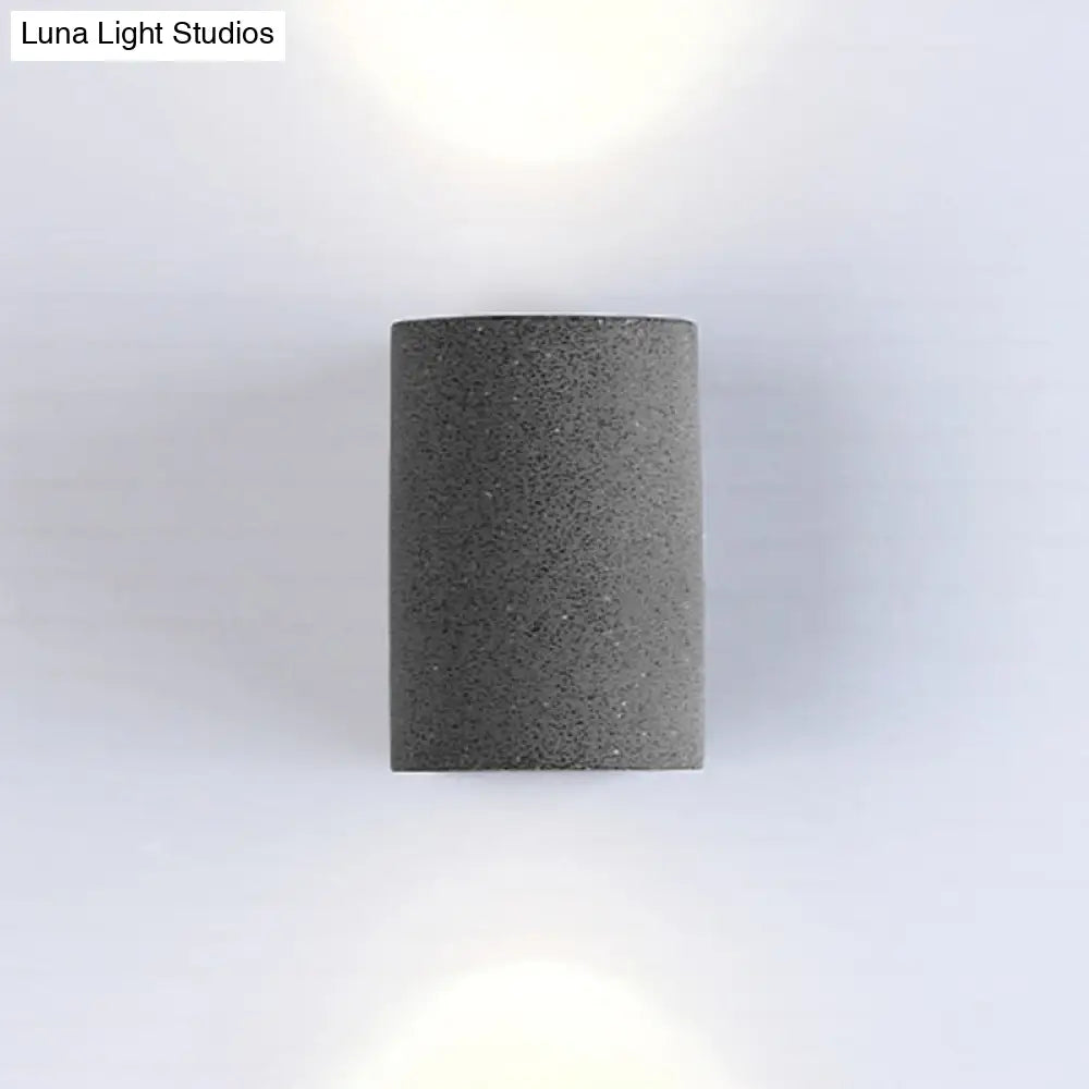 Minimalistic Led Wall Light: Half Cylinder Living Room Sconce With Cement Fixture