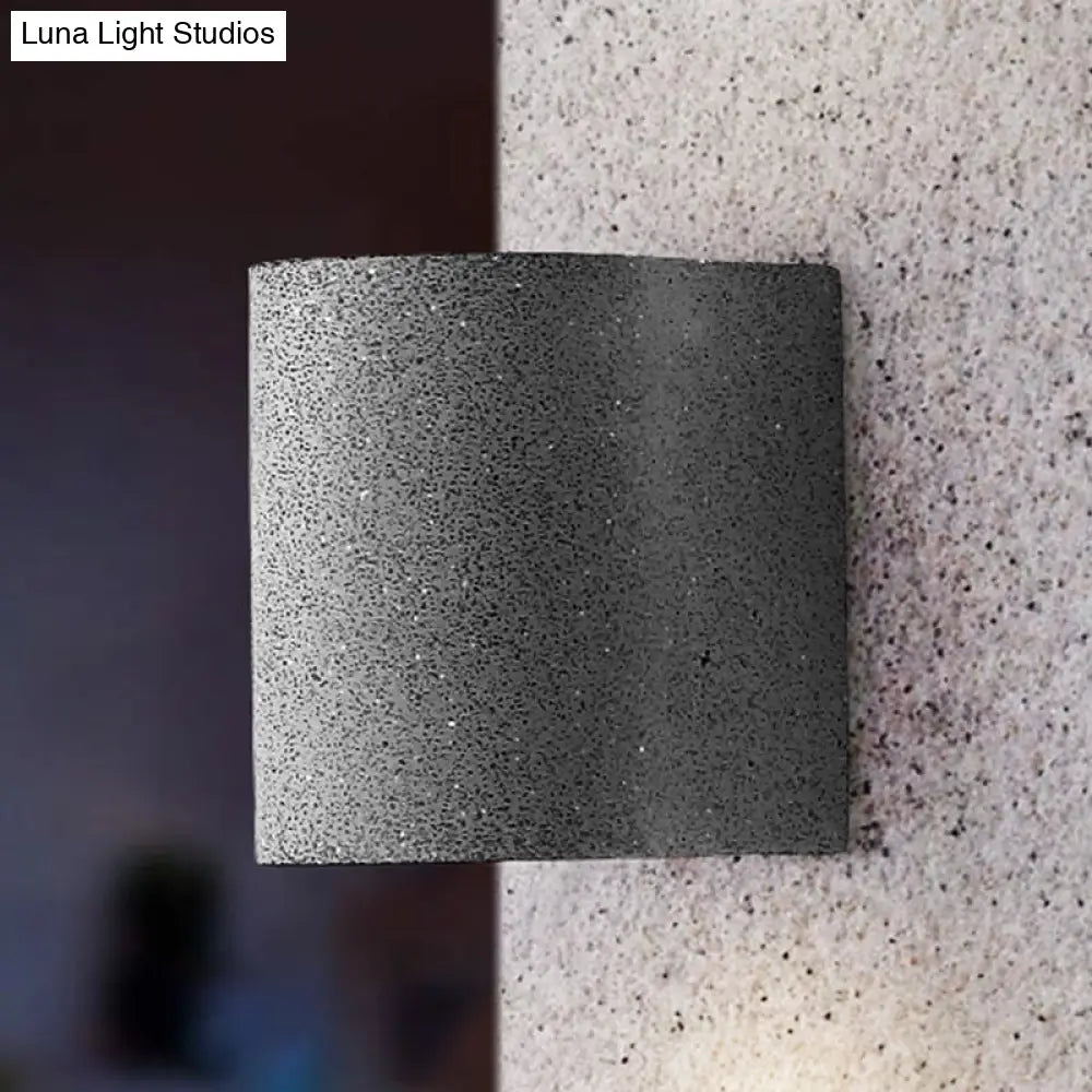 Minimalistic Led Wall Light: Half Cylinder Living Room Sconce With Cement Fixture