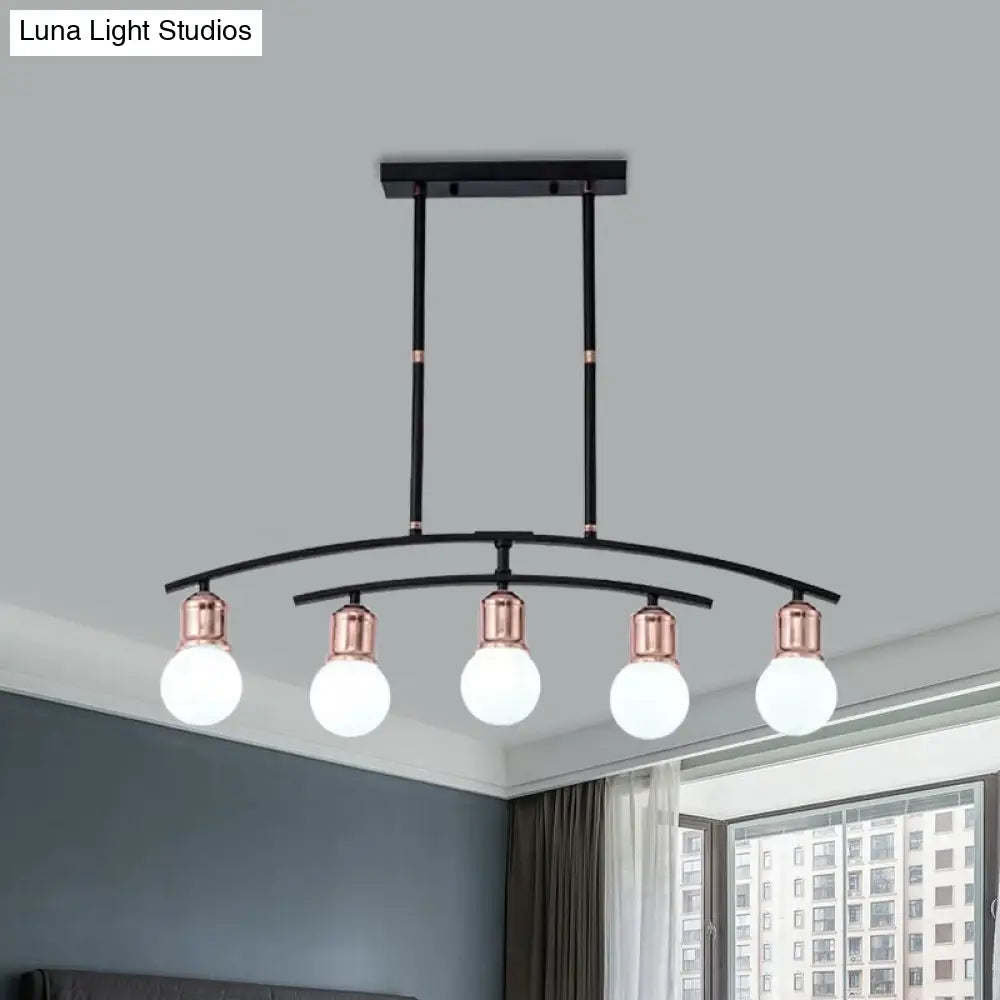 Minimalistic Linear Chandelier - 5/7 Lights Black/White Metal Finish Island Light