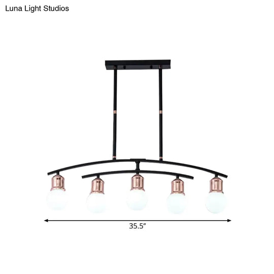 Minimalistic Linear Chandelier - 5/7 Lights Black/White Metal Finish Island Light