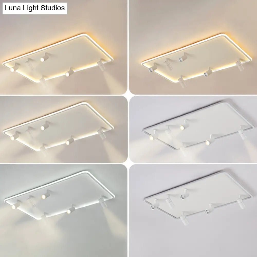 Minimalistic Living Room Glow: Led Acrylic Rectangular Flush Mount Ceiling Spotlight