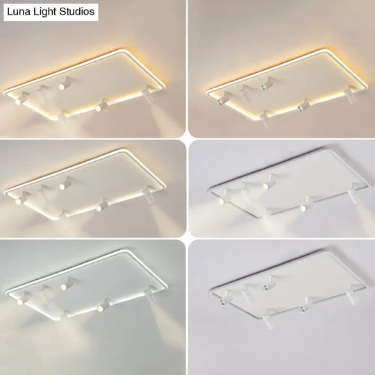 Minimalistic Living Room Glow: Led Acrylic Rectangular Flush Mount Ceiling Spotlight