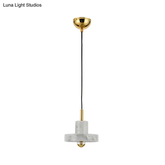 Minimalist Marble Lid Ceiling Light: Single-Bulb Hanging Lamp For Dining Room