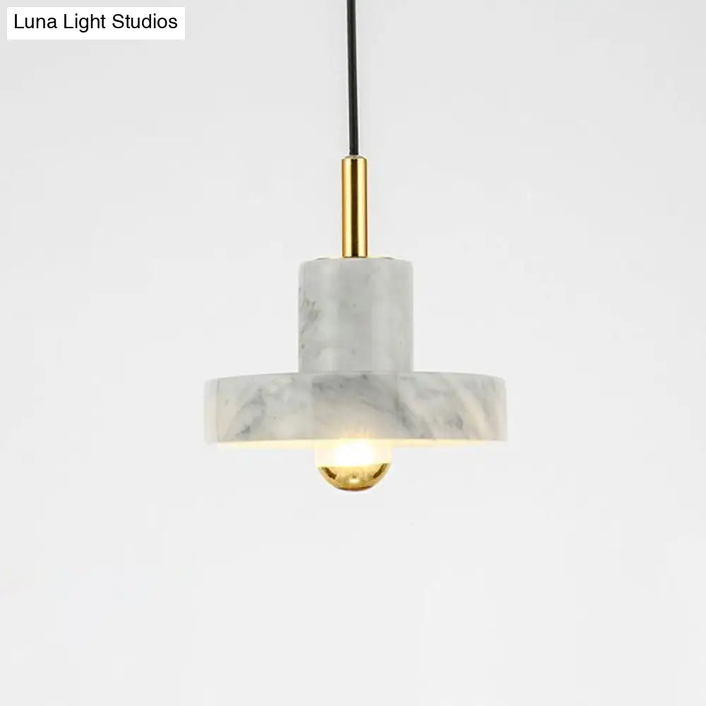 Minimalist Marble Lid Ceiling Light: Single-Bulb Hanging Lamp For Dining Room