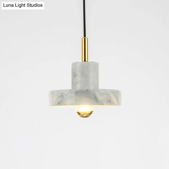 Minimalist Marble Lid Ceiling Light: Single-Bulb Hanging Lamp For Dining Room