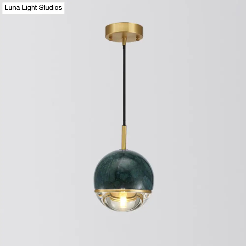 Minimalist Marble Pendant Light For Dining Rooms - Elegant Ceiling Fixture With Shaded Design Green