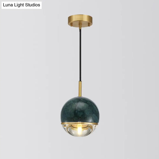 Minimalist Marble Pendant Light For Dining Rooms - Elegant Ceiling Fixture With Shaded Design Green