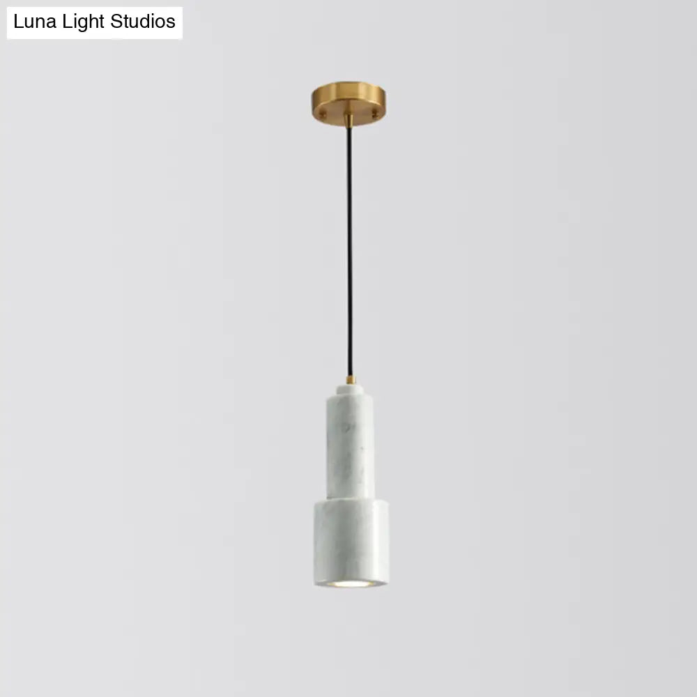 Minimalist Marble Pendant Light For Dining Rooms - Elegant Ceiling Fixture With Shaded Design White