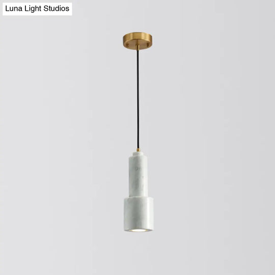 Minimalist Marble Pendant Light For Dining Rooms - Elegant Ceiling Fixture With Shaded Design White