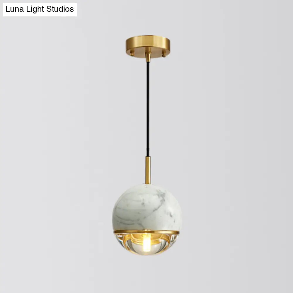 Minimalist Marble Pendant Light For Dining Rooms - Elegant Ceiling Fixture With Shaded Design White