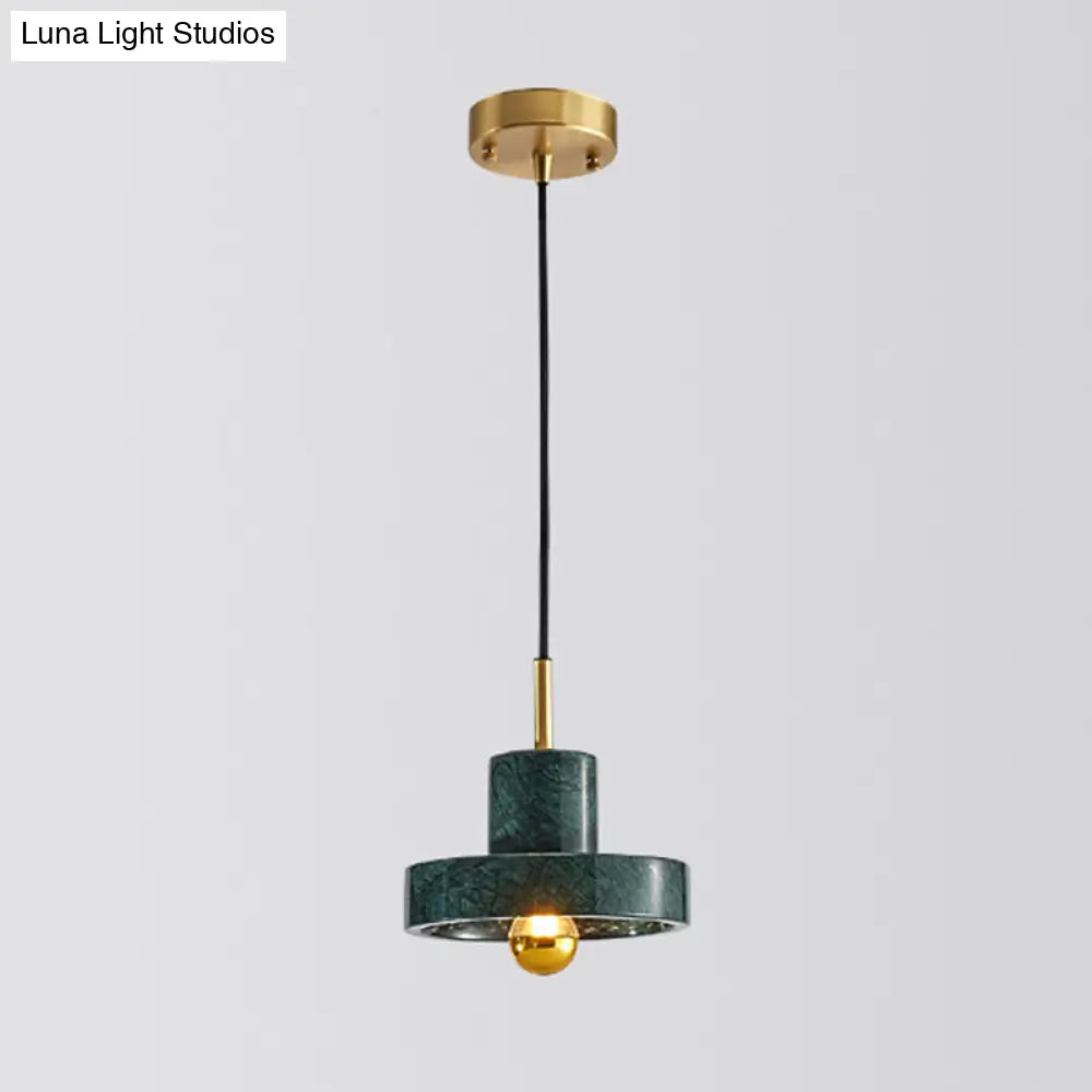 Minimalist Marble Pendant Light For Dining Rooms - Elegant Ceiling Fixture With Shaded Design Green