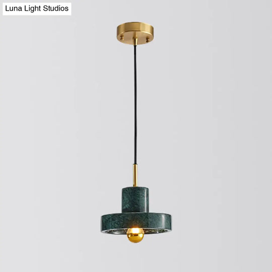 Minimalist Marble Pendant Light For Dining Rooms - Elegant Ceiling Fixture With Shaded Design Green