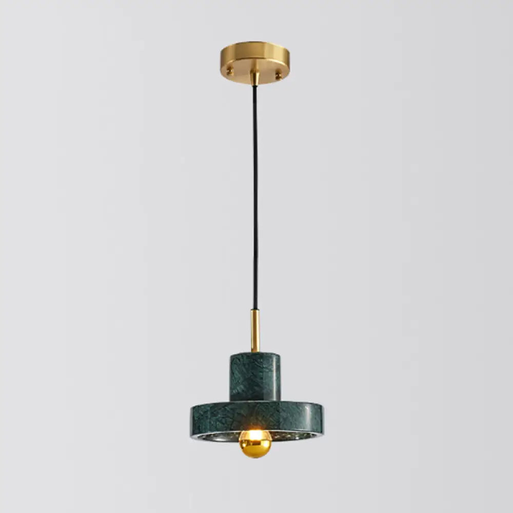 Minimalistic Marble Pendant Ceiling Light For Shaded Dining Room With 1 Head Green / Barn