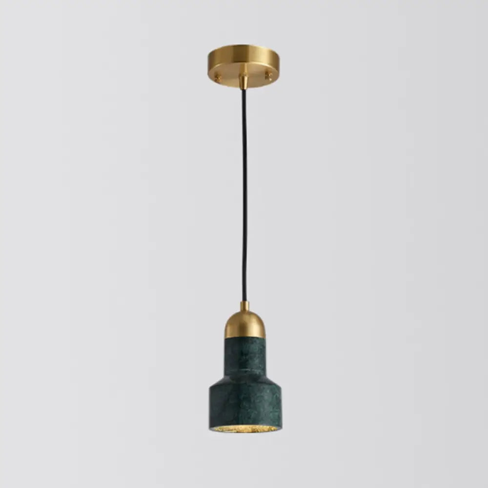 Minimalistic Marble Pendant Ceiling Light For Shaded Dining Room With 1 Head Green / Bottle