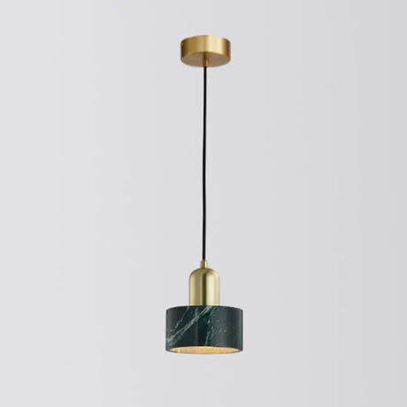 Minimalistic Marble Pendant Ceiling Light For Shaded Dining Room With 1 Head Green / Drum