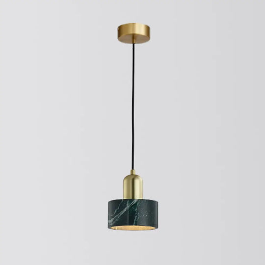 Minimalistic Marble Pendant Ceiling Light For Shaded Dining Room With 1 Head Green / Drum