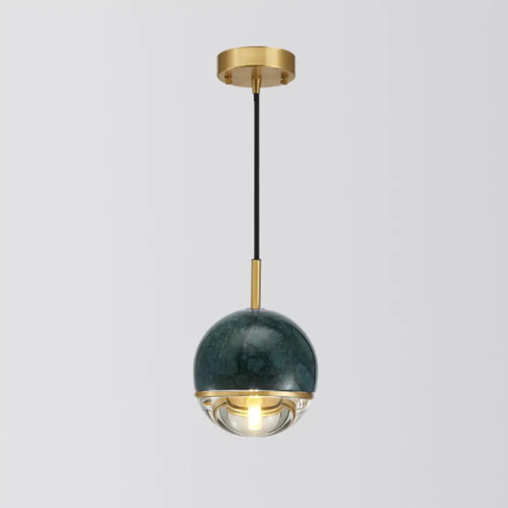 Minimalistic Marble Pendant Ceiling Light For Shaded Dining Room With 1 Head Green / Globe