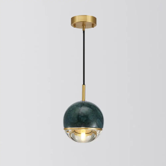 Minimalistic Marble Pendant Ceiling Light For Shaded Dining Room With 1 Head Green / Globe