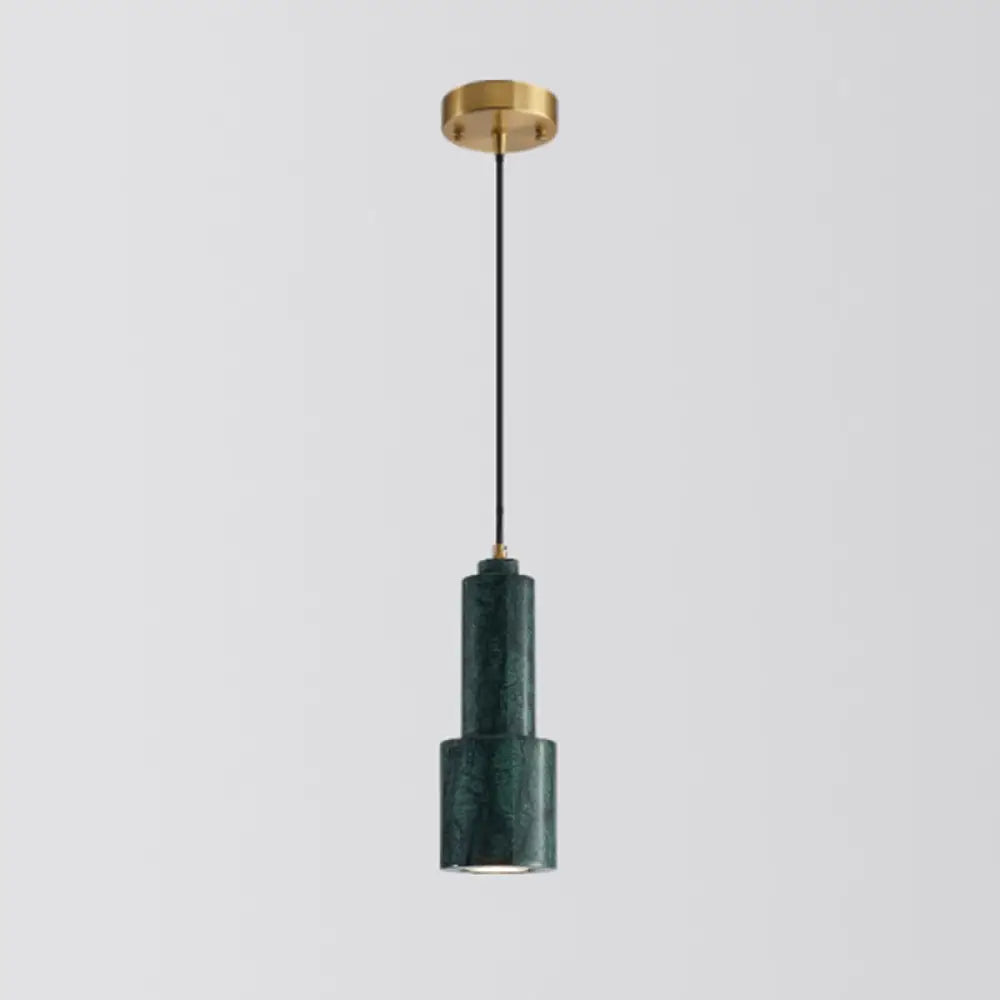 Minimalistic Marble Pendant Ceiling Light For Shaded Dining Room With 1 Head Green / Long Column