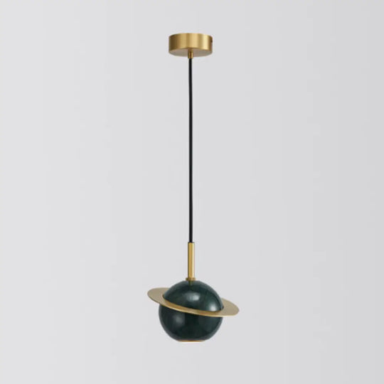 Minimalistic Marble Pendant Ceiling Light For Shaded Dining Room With 1 Head Green / Planet