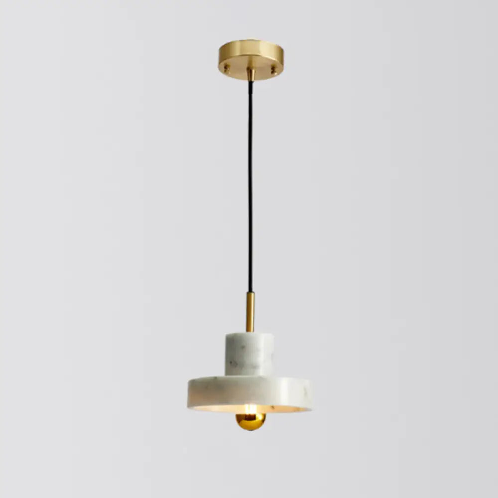 Minimalistic Marble Pendant Ceiling Light For Shaded Dining Room With 1 Head White / Barn