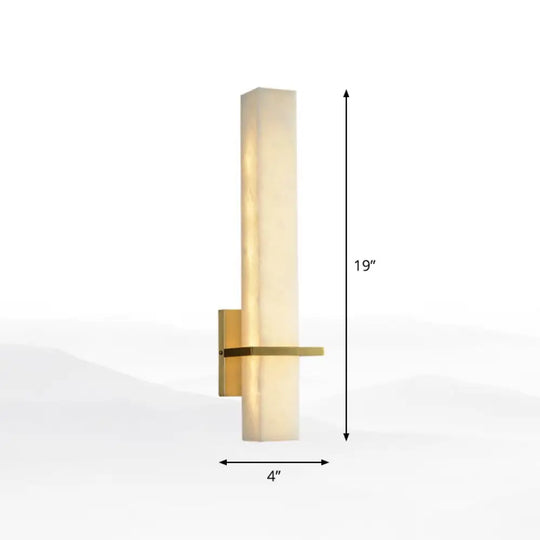 Minimalistic Marble Wall Sconce - White Led Light For Aisle Mounted