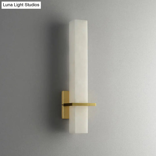 Minimalistic Marble Wall Sconce - White Led Light For Aisle Mounted