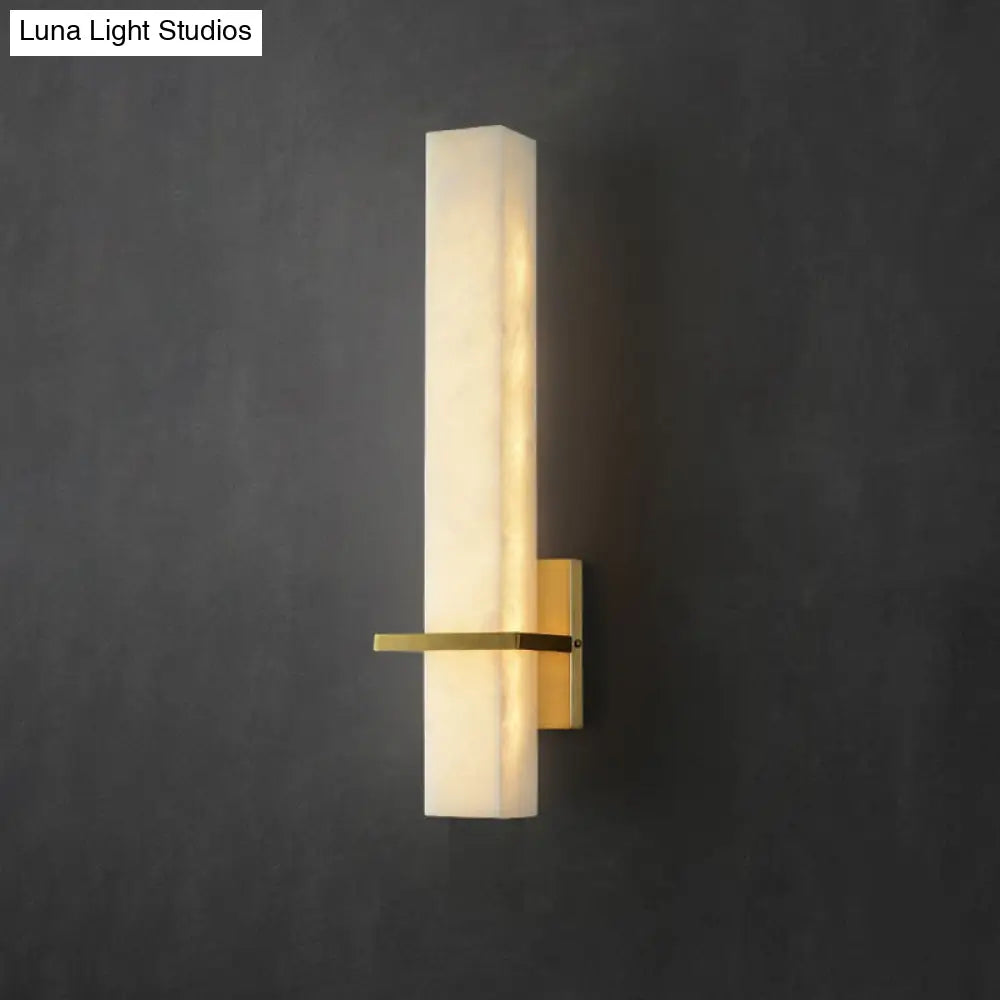 Minimalistic Marble Wall Sconce - White Led Light For Aisle Mounted