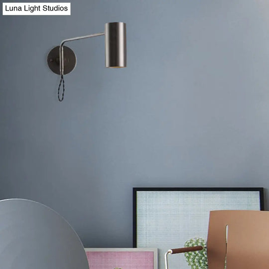 Minimalistic Metal Adjustable Tubular Wall Lamp With 1-Light Bedside Spotlight