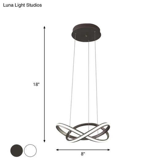 Minimalist Metal Cross Ring Led Ceiling Chandelier In Warm/White Light - Coffee & White