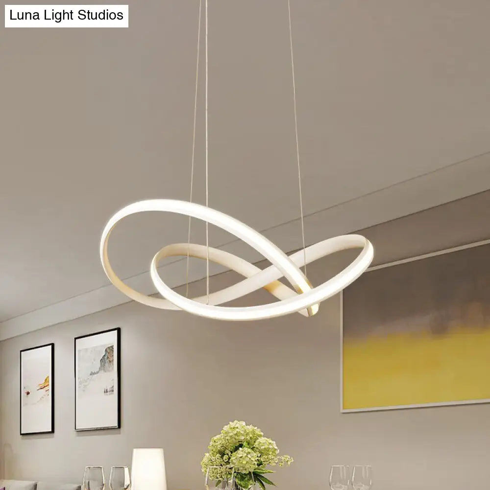 Minimalist Metal Cross Ring Led Ceiling Chandelier In Warm/White Light - Coffee & White