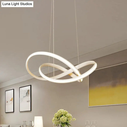 Minimalist Metal Cross Ring Led Ceiling Chandelier In Warm/White Light - Coffee & White