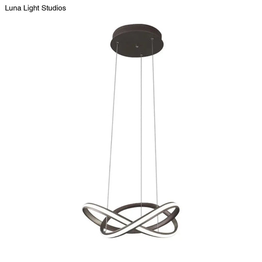 Minimalist Metal Cross Ring Led Ceiling Chandelier In Warm/White Light - Coffee & White