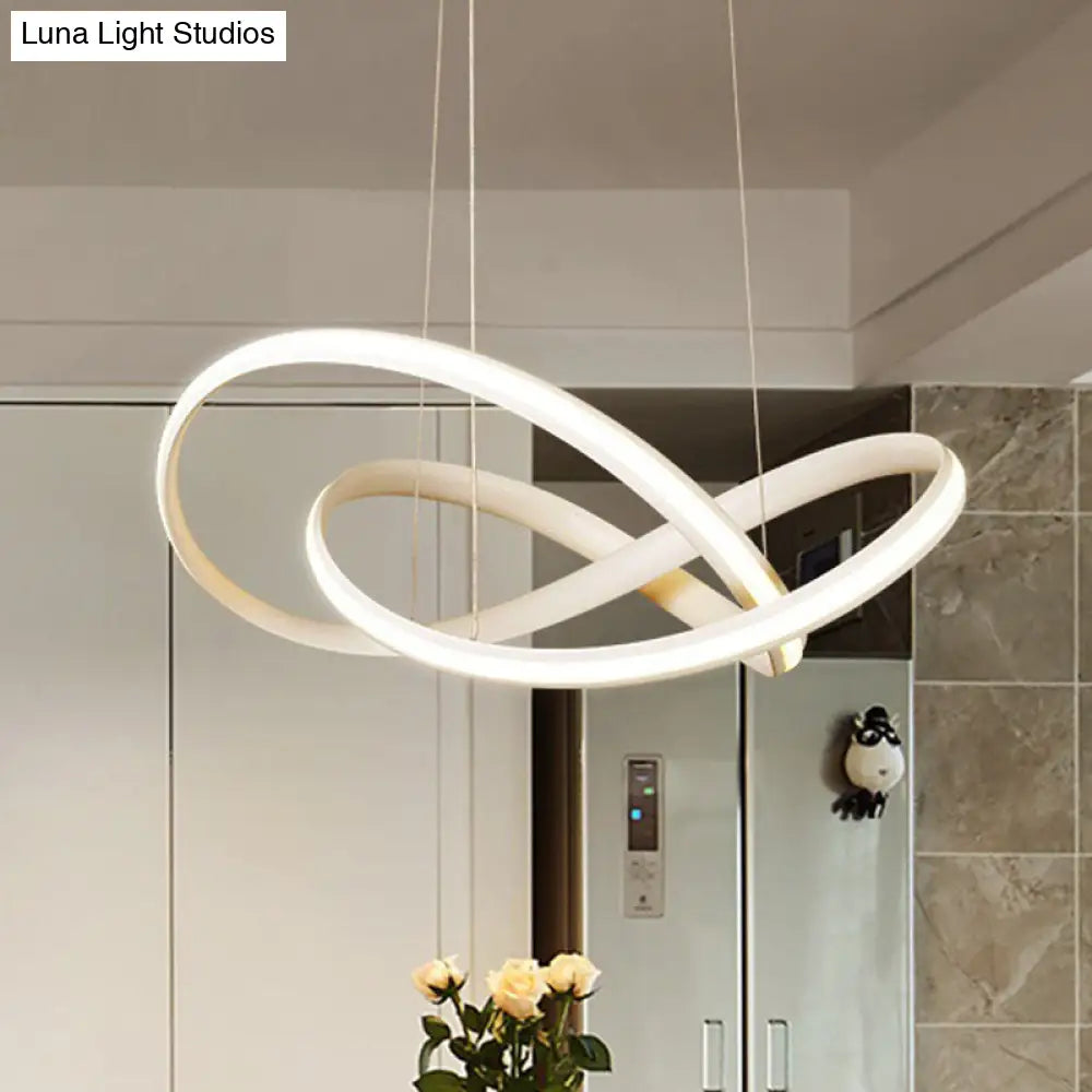 Minimalist Metal Cross Ring Led Ceiling Chandelier In Warm/White Light - Coffee & White