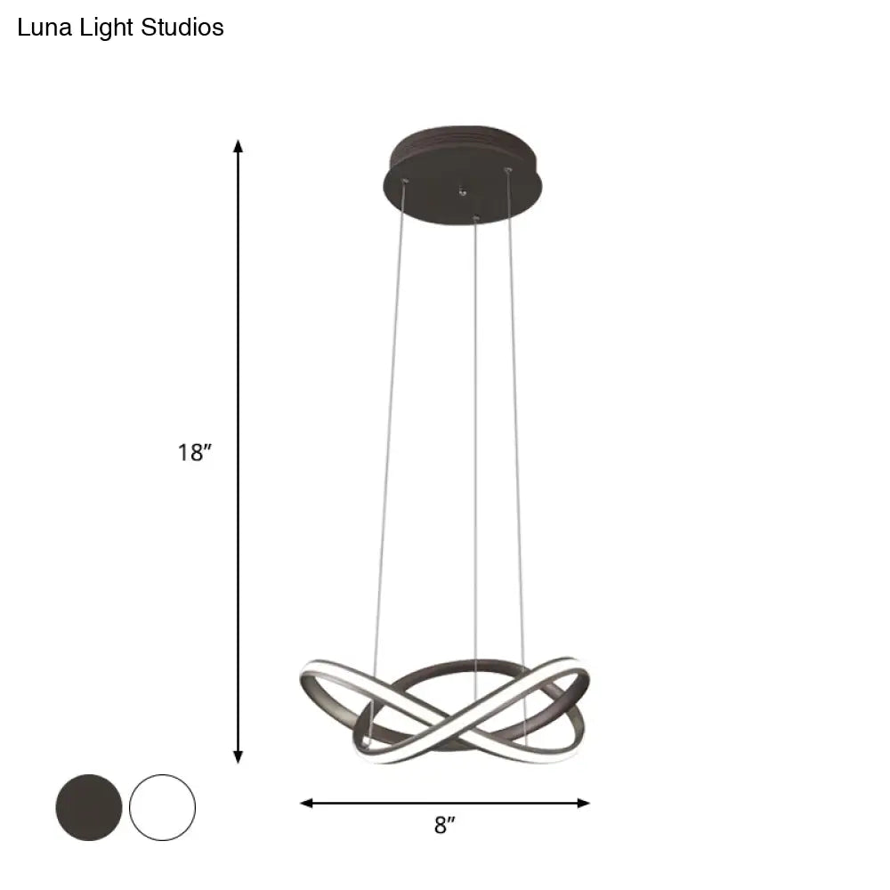 Minimalistic Metal Crossing Ring Led Ceiling Chandelier In Warm/White Light - Coffee/White