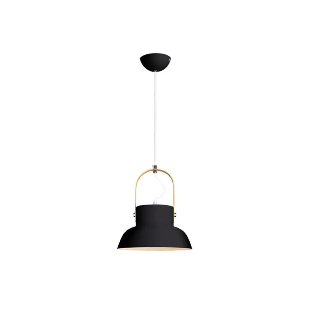 Minimalistic Metal Pendant Dining Room Lamp With Handle Black / B