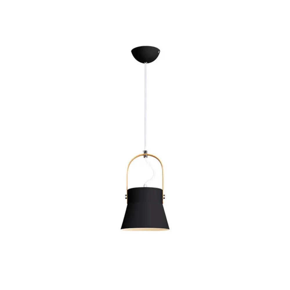 Minimalistic Metal Pendant Dining Room Lamp With Handle Black / C