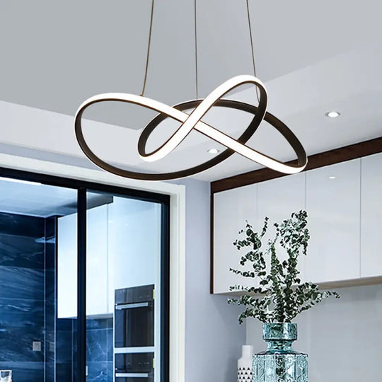 Minimalistic Metal Pendant Light Fixture For Dining Room - Twist Chandelier Design Black / 19.5’