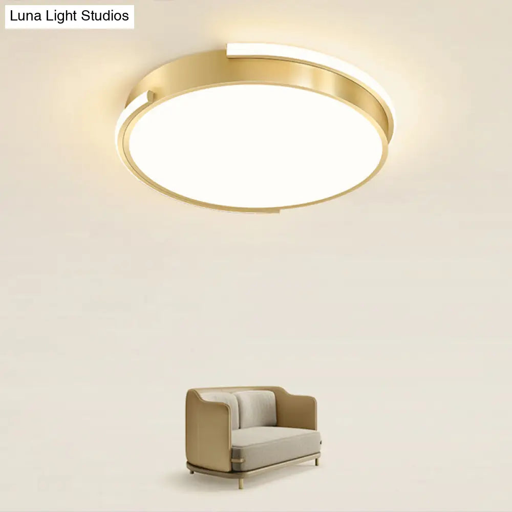 Minimalistic Metallic Geometric Led Ceiling Lamp In Brushed Gold Finish