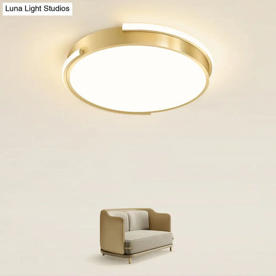 Minimalistic Metallic Geometric Led Ceiling Lamp In Brushed Gold Finish