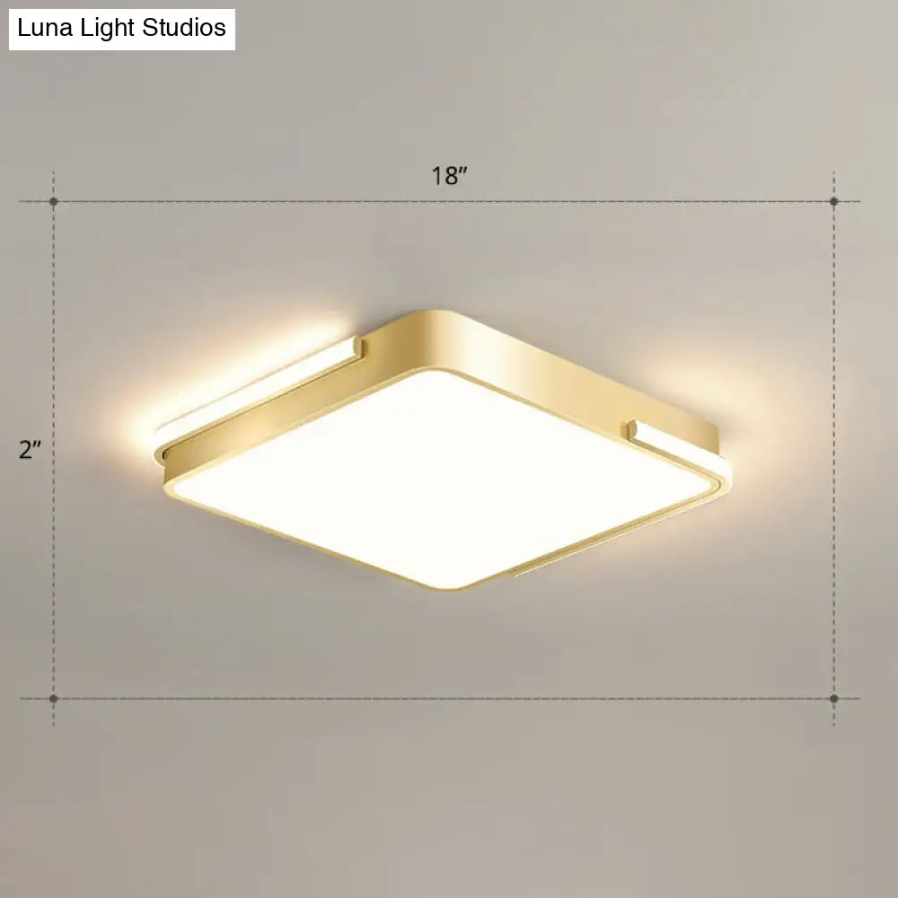 Minimalistic Metallic Geometric Led Ceiling Lamp In Brushed Gold Finish / Remote Control Stepless